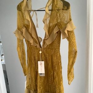 For Love & Lemons yellow lace dress-New with tags